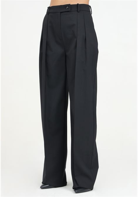 Pantalone elegante nero da donna in fresco lana mélange con doppie pinces ELISABETTA FRANCHI | PA06247E2110